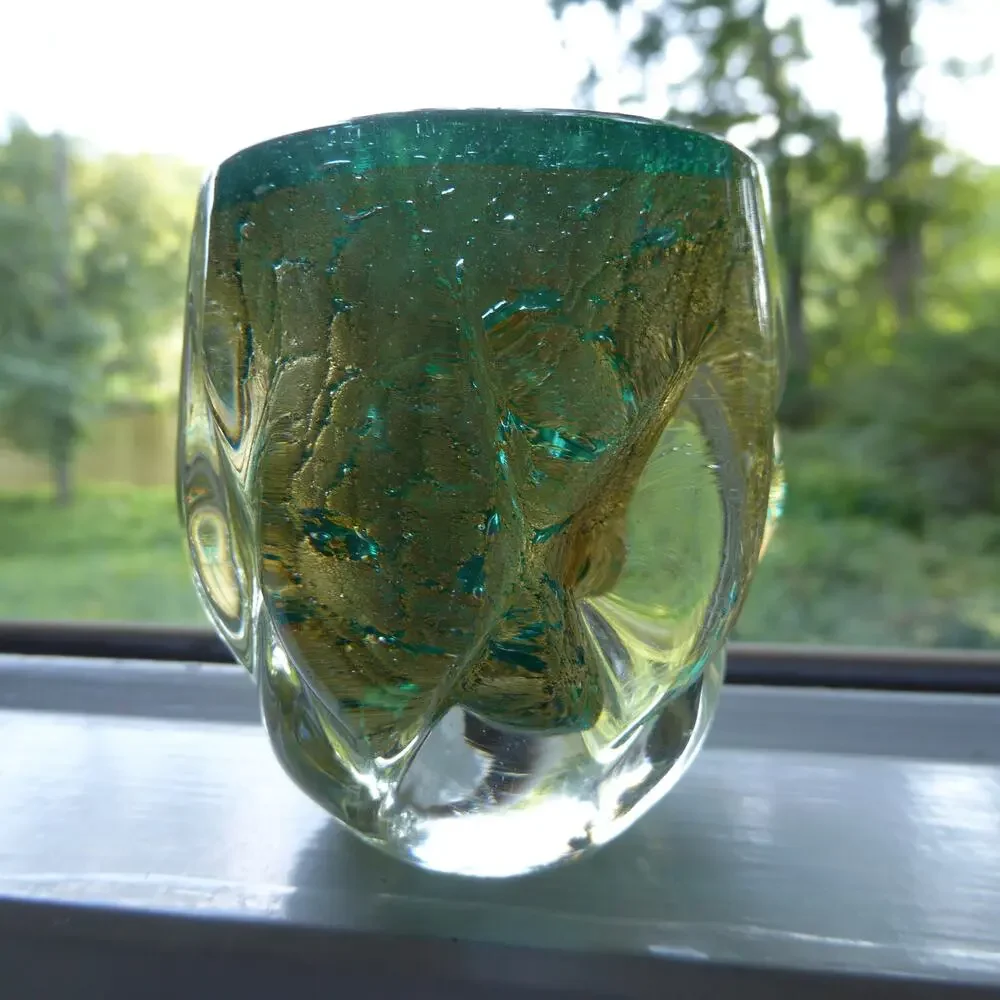 Barovier & Toso 24K Goldleaf Green Murano Glass Bud Vase 3